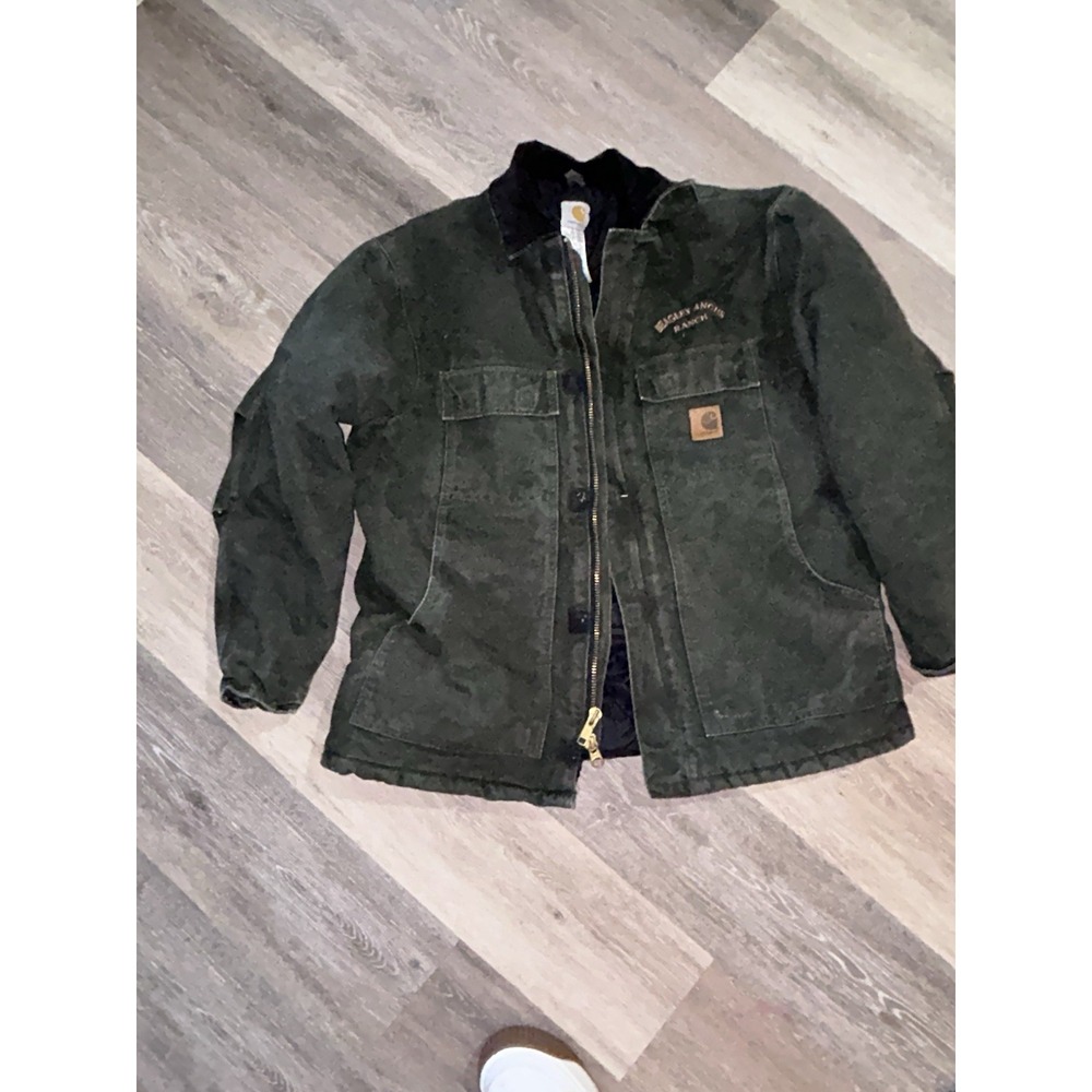 VTG Carhartt C26 Arctic Jacket MOS Moss Green Canvas Quilt Lined Sz XL USA LOGO